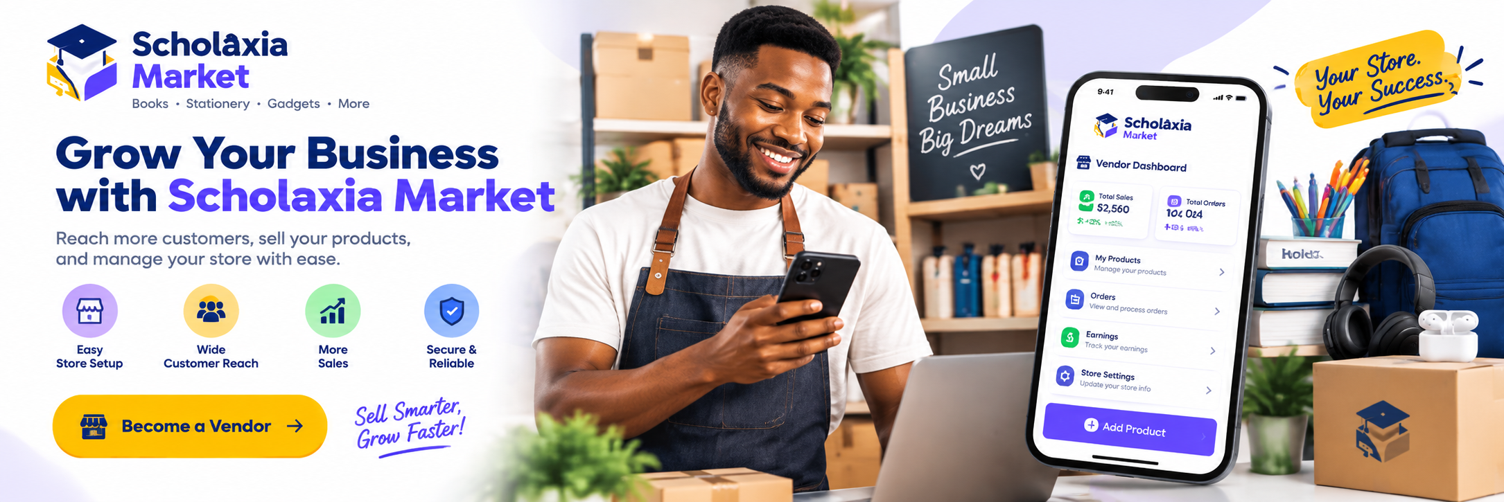 Grow your business with Scholaxia Market